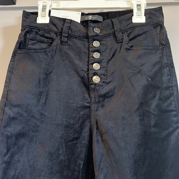 NWT 7 For All Mankind High Rise Ankle Skinny Button Fly Black Velvet Pants 25 - Picture 7 of 11